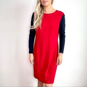 Worth Red and Black Long Sleeve Sheath Dress Size 10